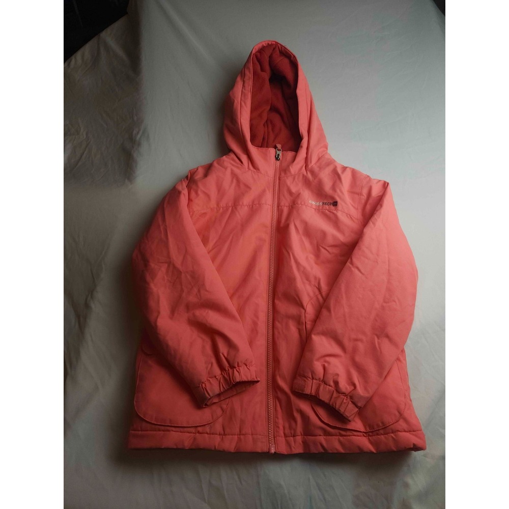 Swiss Tech Puffer Jacket Girls M 7-8 Pink Full Zip Winter Athleisure Gorpcore